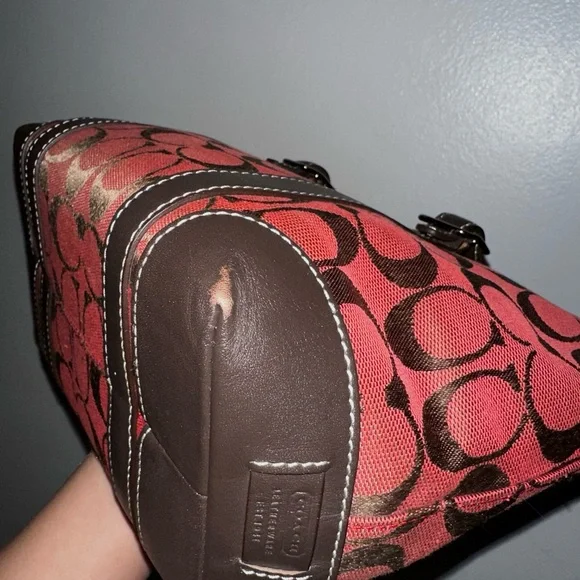 Coach Red and Brown Women's Mini Tote Bag - Picture 9 of 9